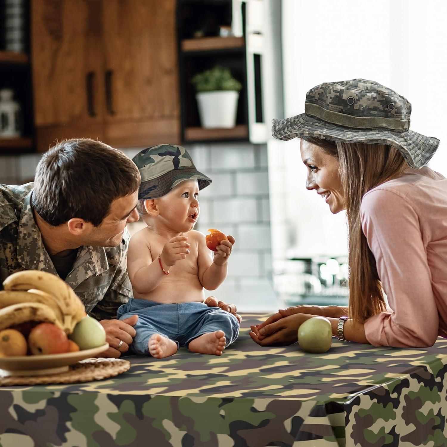 5 Pack Premium Camo Plastic Tablecloth - 108 x 54 in