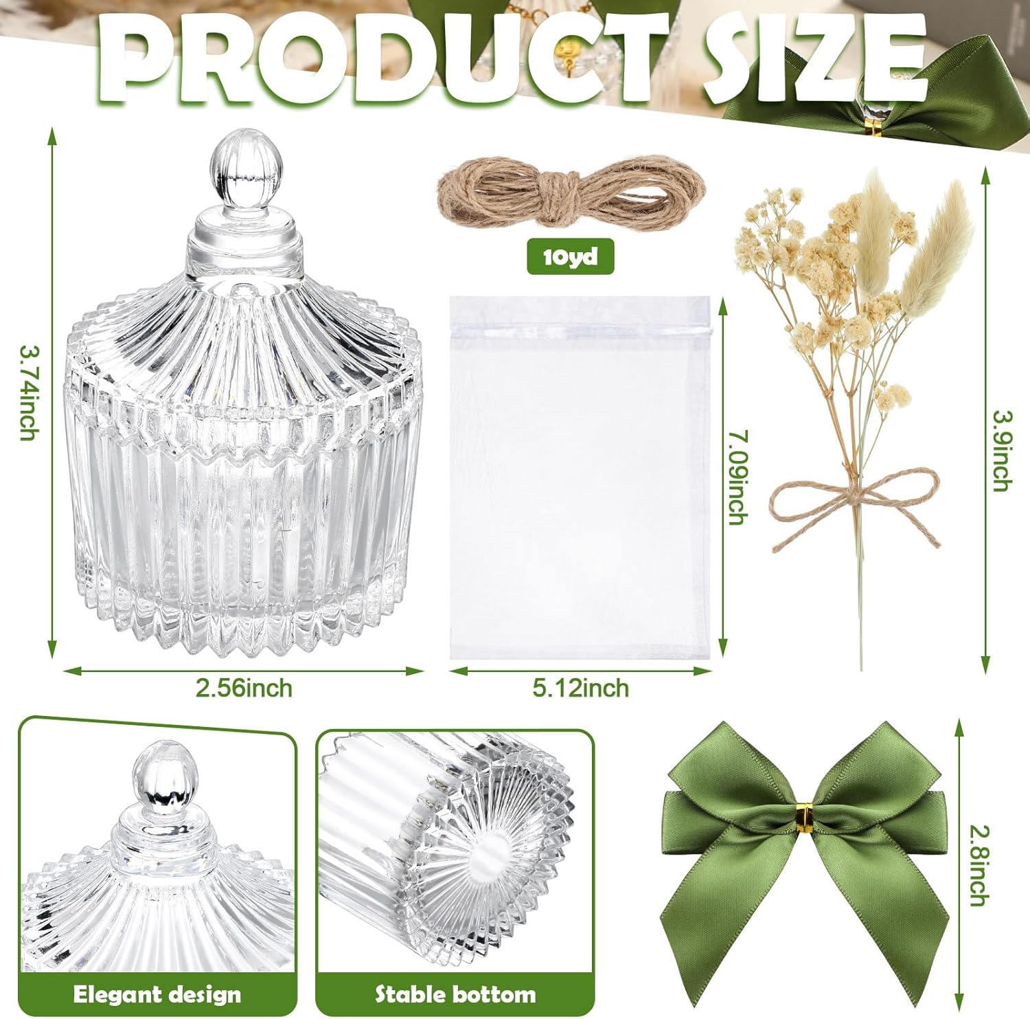 Honeydak 12 Piece Glass Candy Jar Set with Lids and Decor