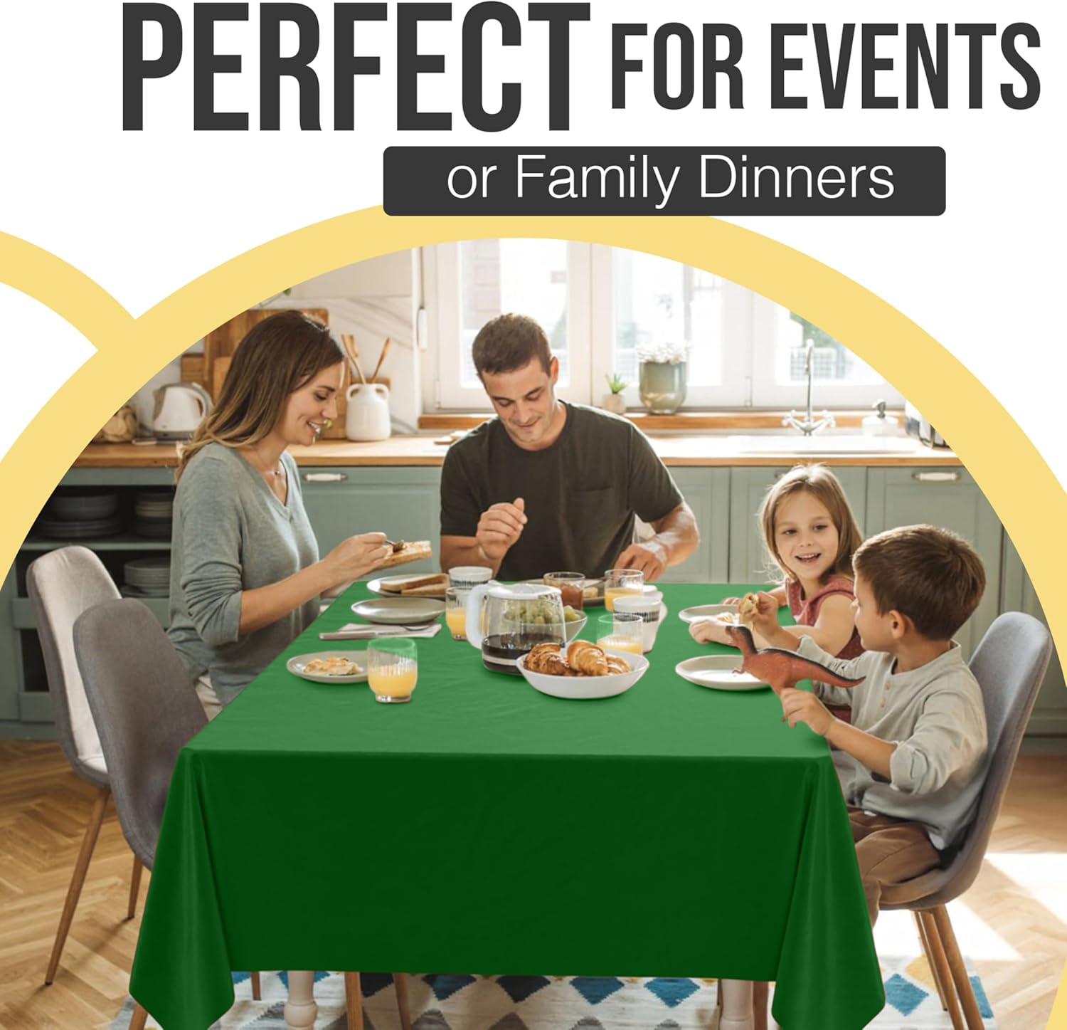 Exquisite Emerald Green 6 Pack Table Cloth 54x108 Inch 05 Mil Premium Plastic Rectangle Cover