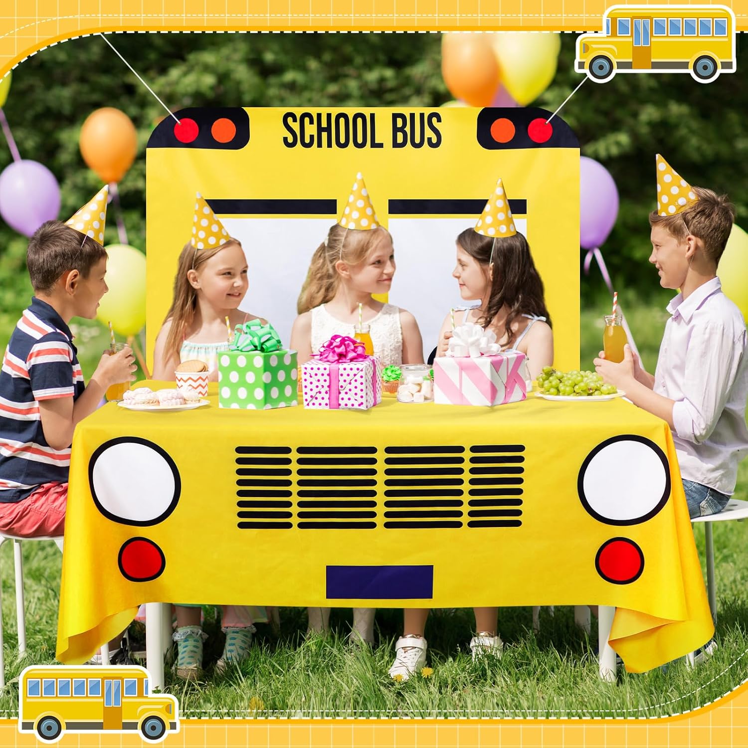 Oudain School Bus Party Decorations Set