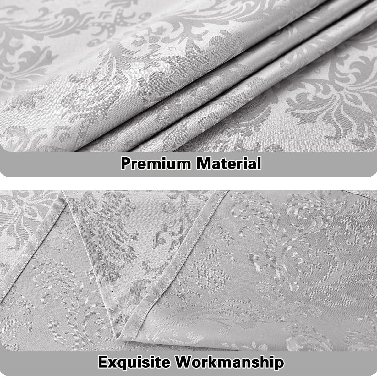 Rectangle Tablecloth with Flower Jacquard Pattern 52x70 Inch Grey