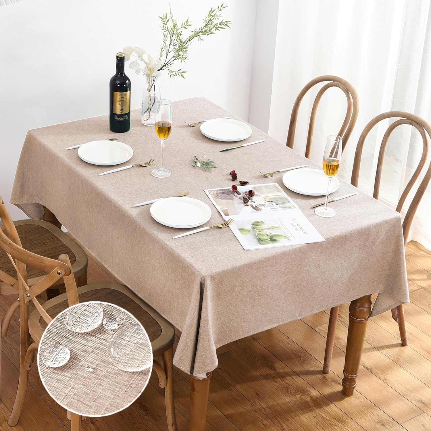 AUSSPVOCT Textured Linen Tablecloth 60x84 Water Resistant