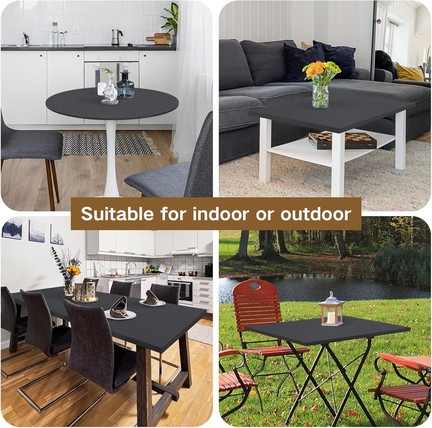 Square Fitted Table Cover 34x34 Inch Grey Spandex Tablecloth