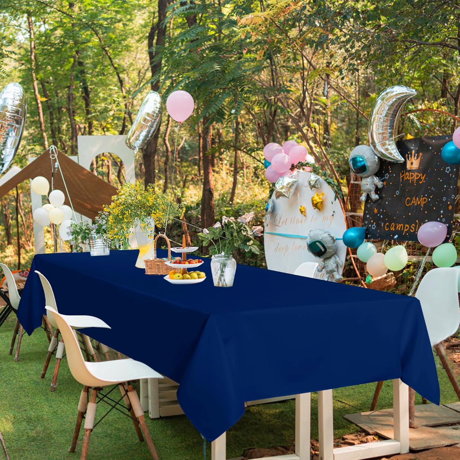 Sancua Navy Blue Tablecloths for 8 Foot Rectangle Tables 6 Pack