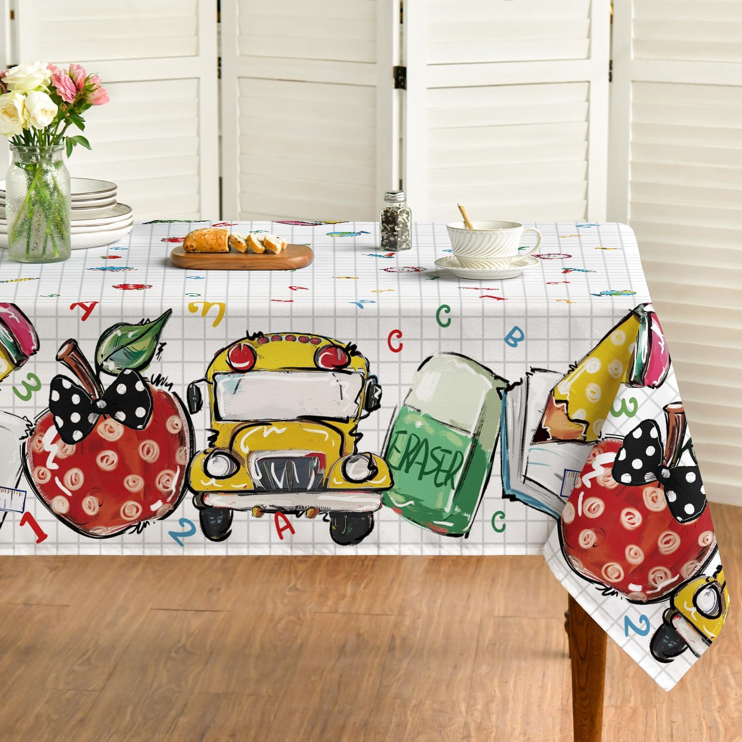 Horaldaily Back to School Tablecloth 60x84 Inch Rectangular