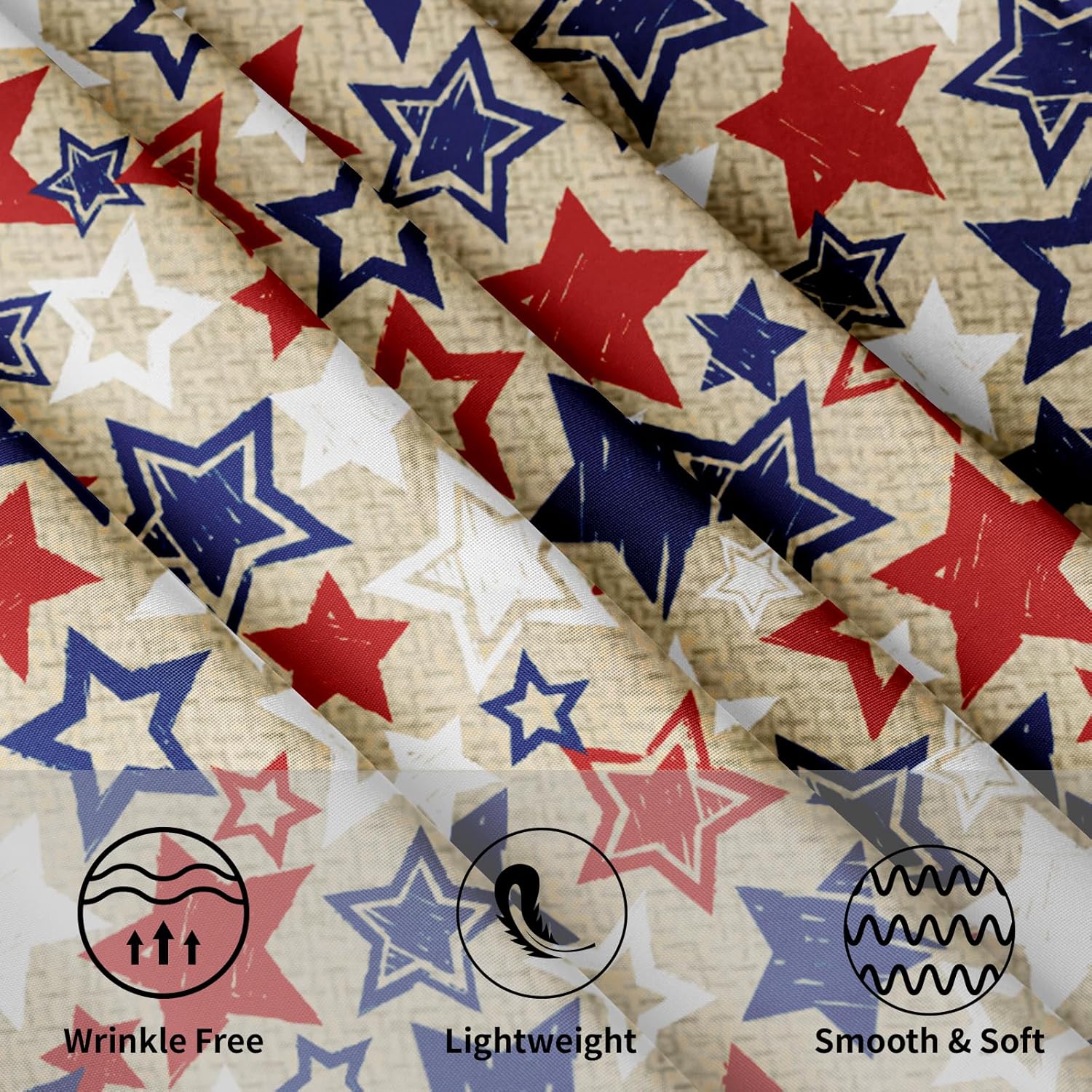 American Blue and Red Star Round Tablecloth 60 Inch Patriotic Table Cover for 4th of July Celebrations