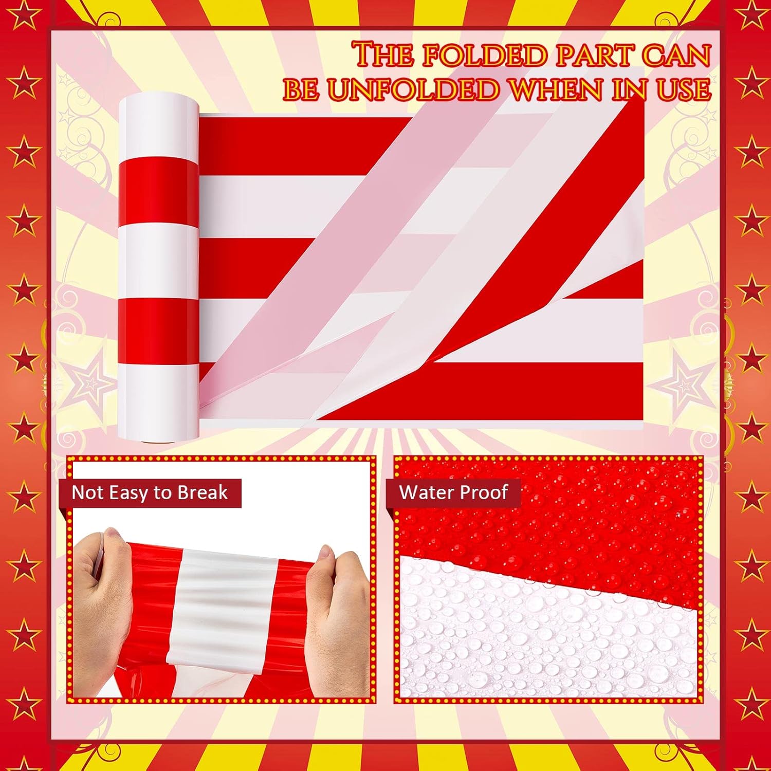 Jecery 54 Inch x 100 Ft Tablecloth Roll Red White Stripes
