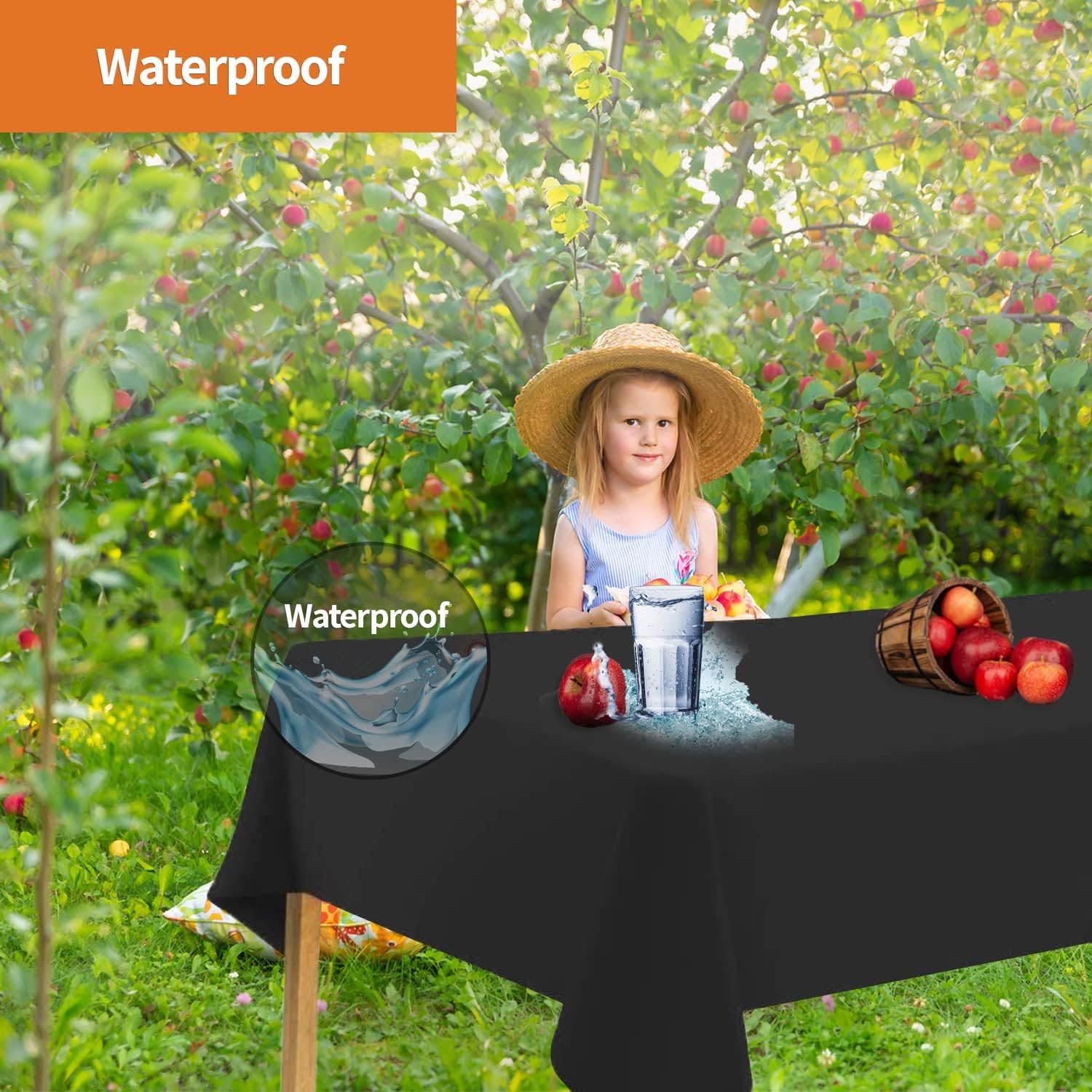 Party Dimensions Black Tablecloth for Rectangle Tables 12 Pack