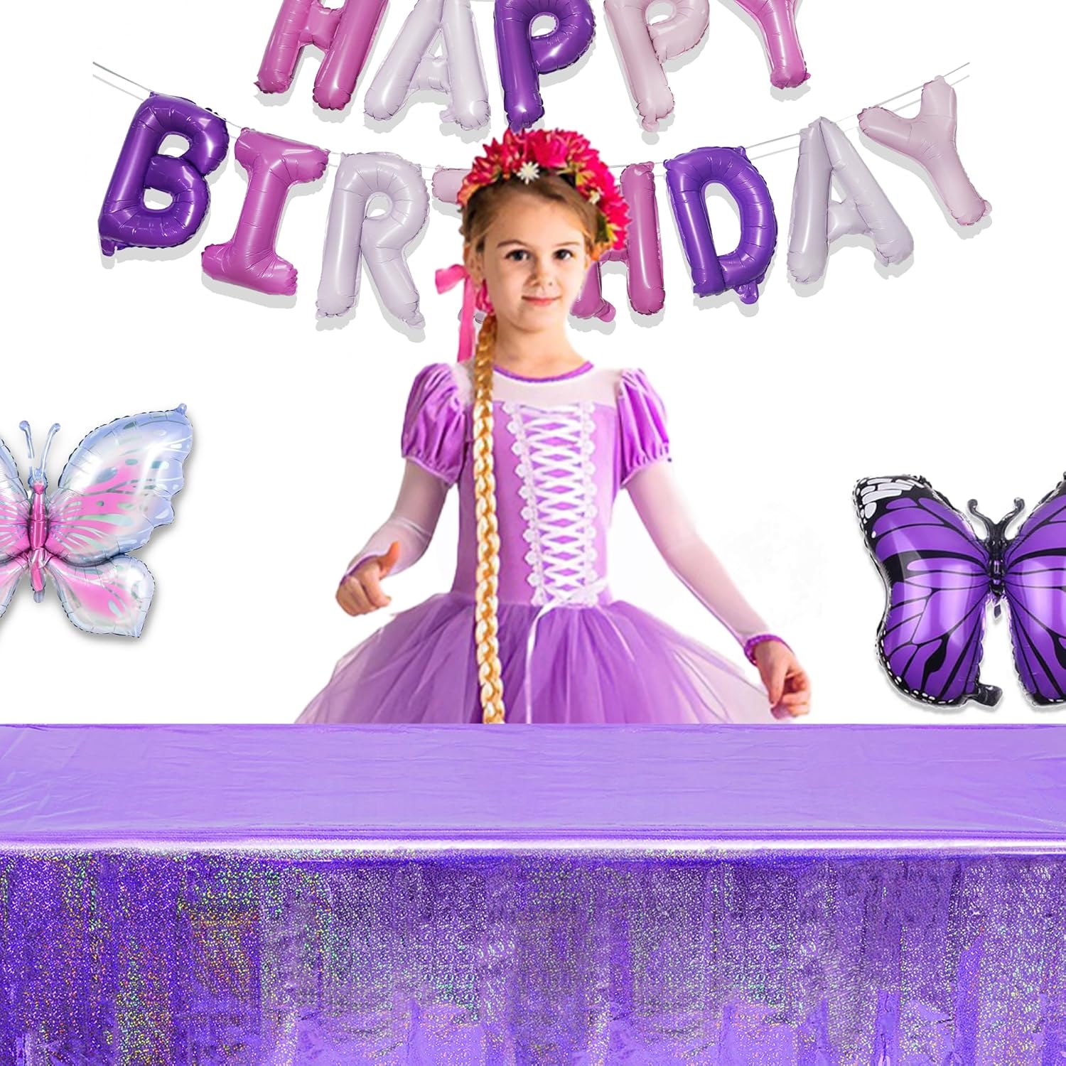 GREATRIL Purple Shiny Tablecloth 54 x 108 Inches 2 Pack