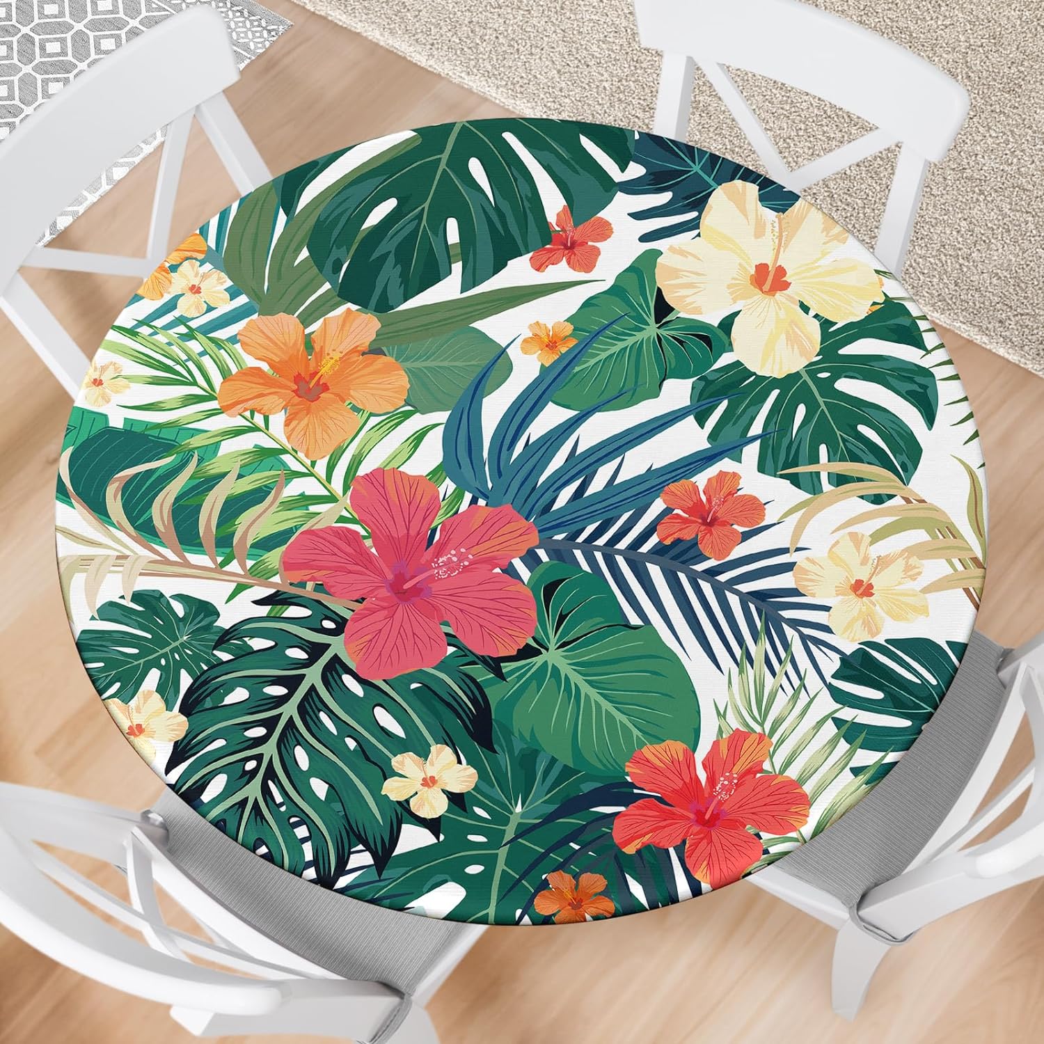 Round Fitted Tablecloth with Elastic Design for Outdoor Use