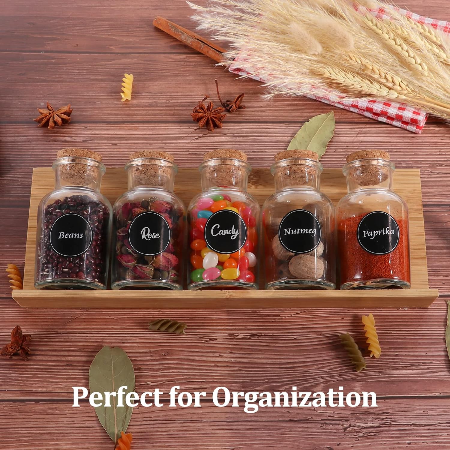 Keketin 24-Pack Clear Glass Jars with Cork Lids
