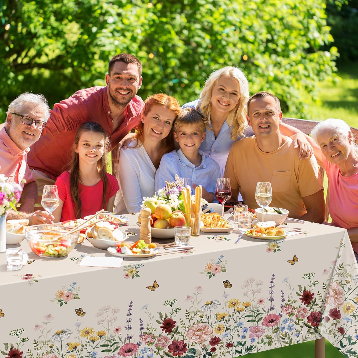 6 Pcs Spring Floral Tablecloth Butterfly Wildflower Plastic Disposable Tablecloths for Easter Birthday Wedding Parties