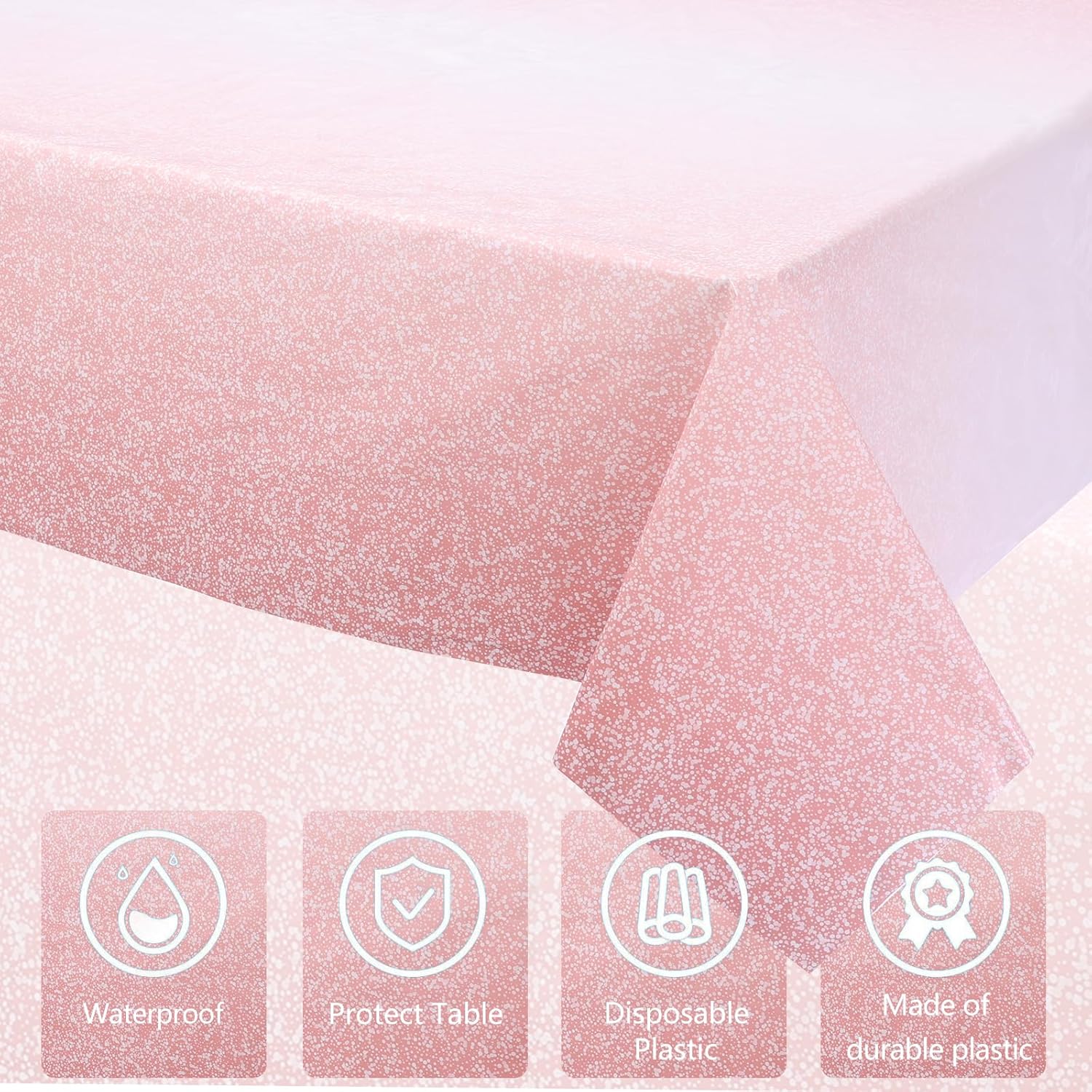 Kesfey 3 Pack Ombre Rose Gold Tablecloths 54x108 Inch