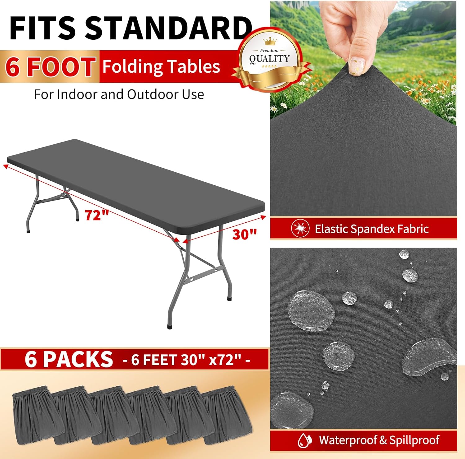 Showgeous 6 Pack Rectangle Tablecloths for 6 Foot Tables