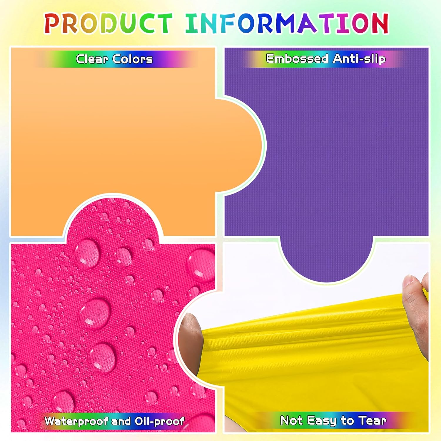 6Pcs Neon Plastic Table Cloths Set Rainbow 54x72 Inch Disposable Table Covers