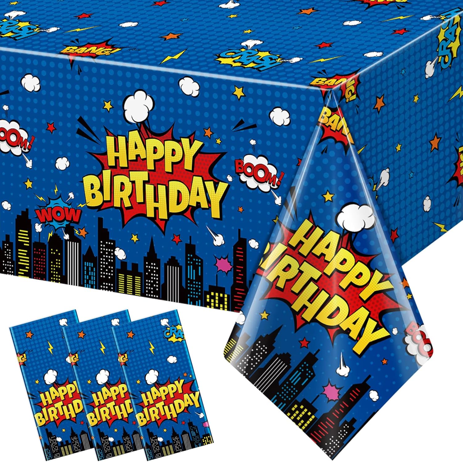 3Pcs Hero Themed Birthday Tablecloths Decorations