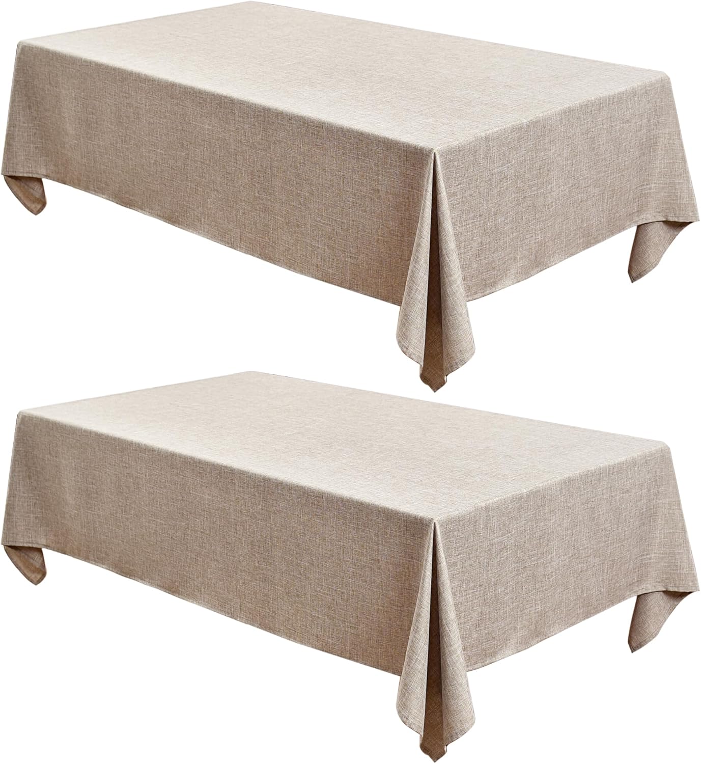 Fitable Nature Faux Linen Tablecloths 2 Pack Neutral 60x84 Inch