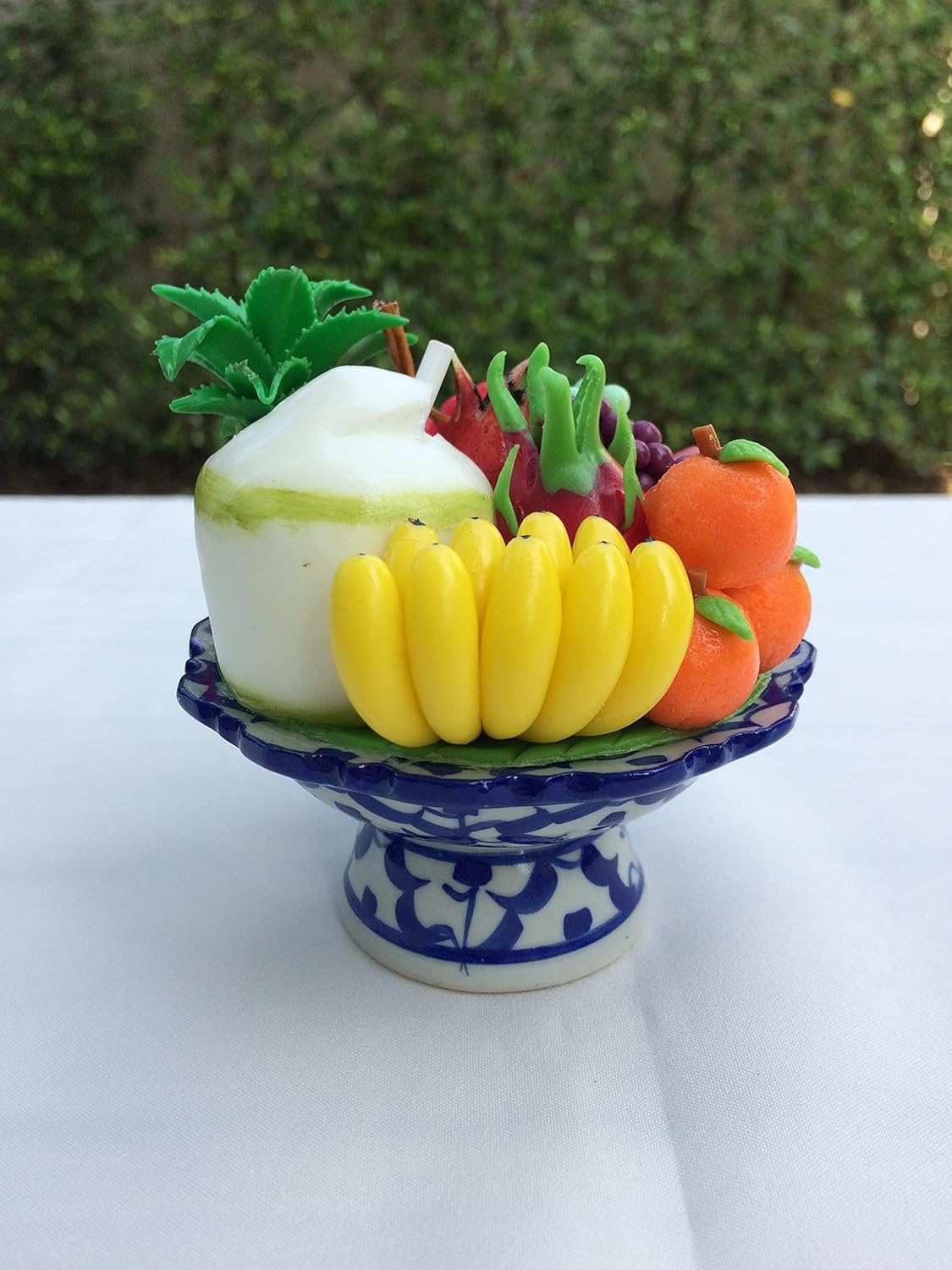 Artificial Fruit Bowl with Ceramic Pedestal Tray 3 Inches