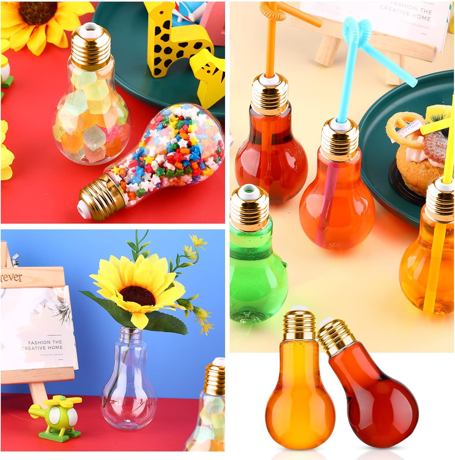 72 Plastic Light Bulb Candy Boxes with Gold Lids