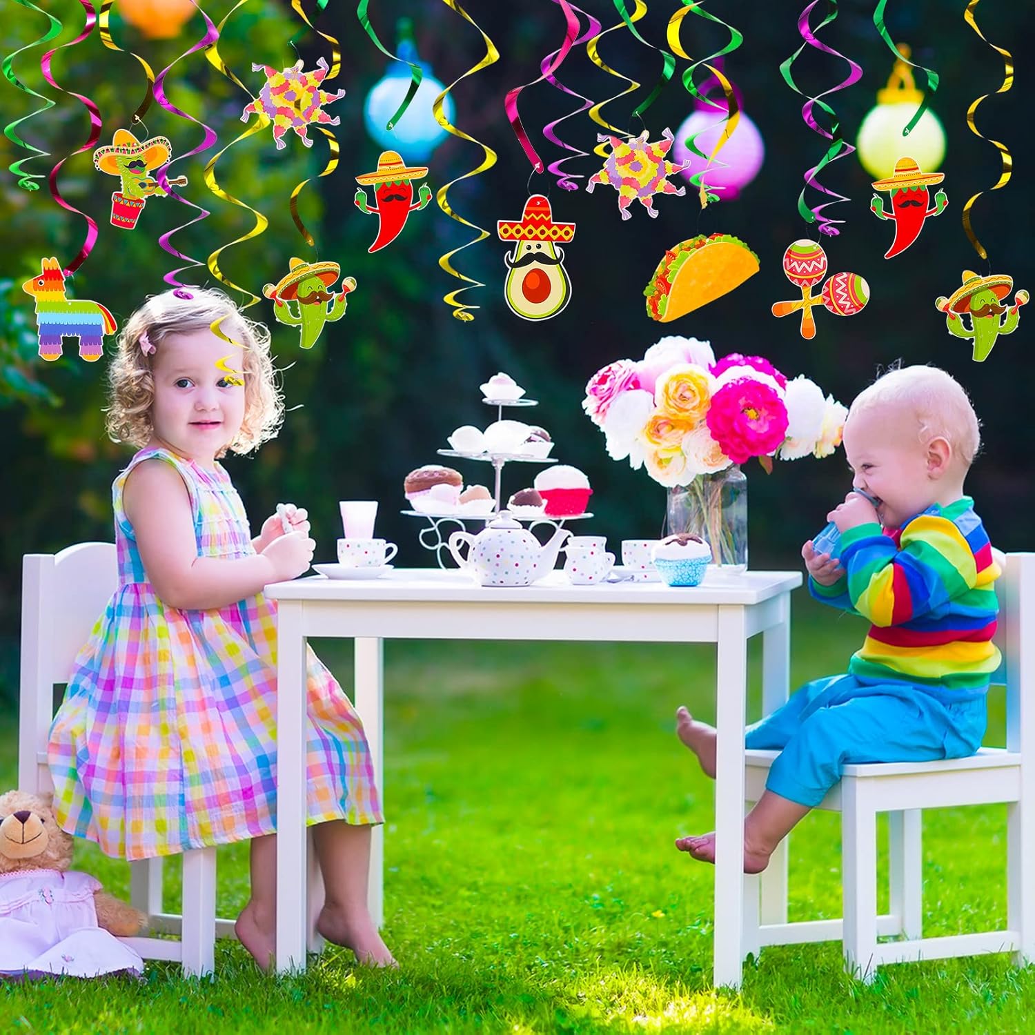 Boao Party Tablecloth with Foil Decorations 52x102 Inches