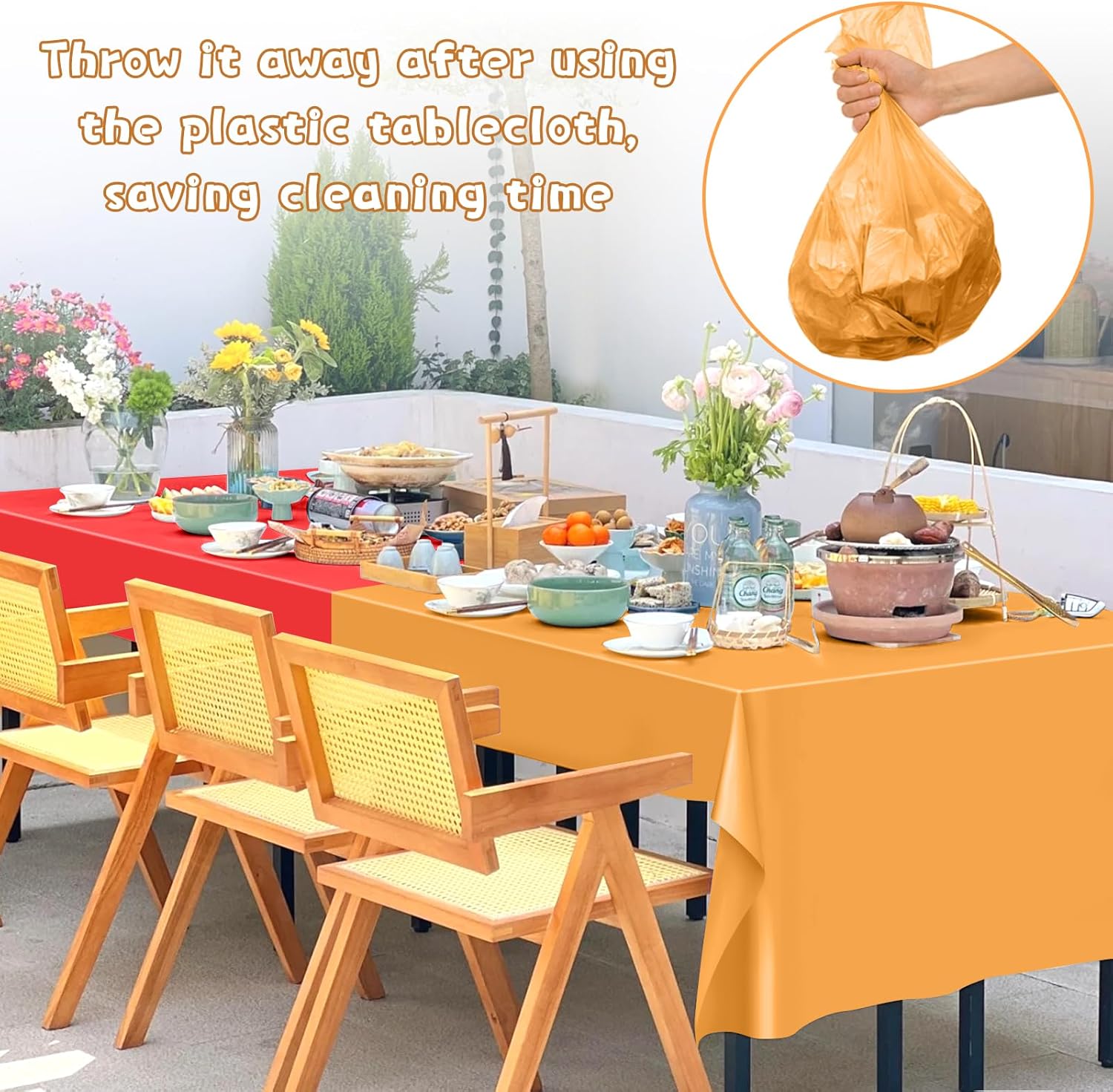 6Pcs Rainbow Neon Plastic Tablecloths Set 54x72 Inch