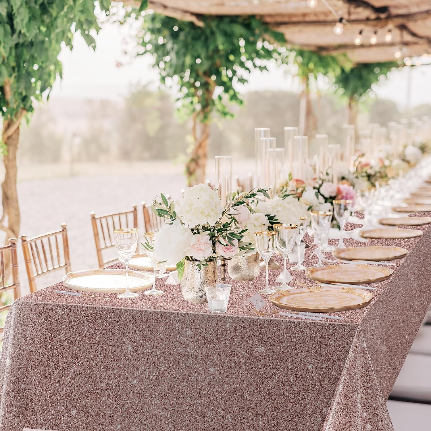 3 Pack Pink Rose Gold Birthday Tablecloths 54x108 Inch