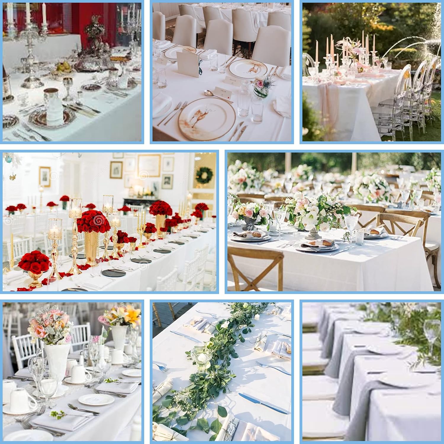 Kesfey 6 Pack White Tablecloths 60x102 Inch