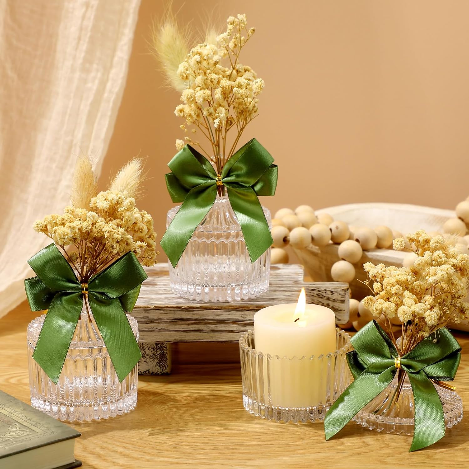 Honeydak 12 Piece Glass Candy Jar Set with Lids and Decor