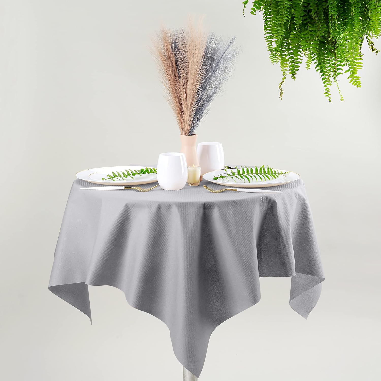 Disposable Tablecloth 55x55 Gray Paper for Square or Round Tables