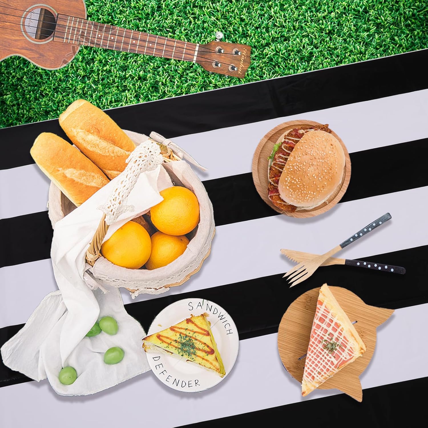 Kesfey 3 Pack Black White Vertical Striped Tablecloth 54x108 Inch Waterproof