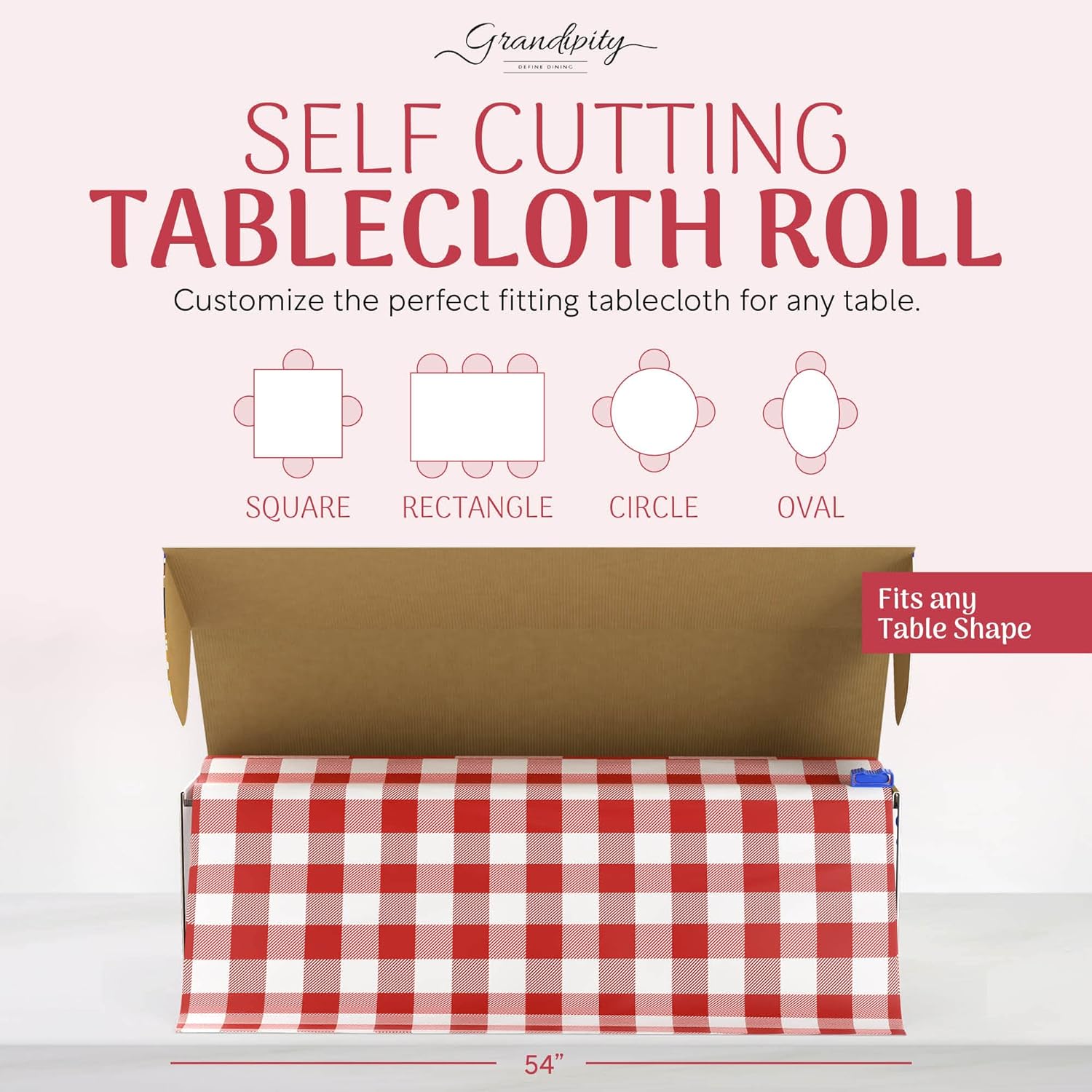 Grandipity Plastic Tablecloth Roll 54 Inch x 100 Feet