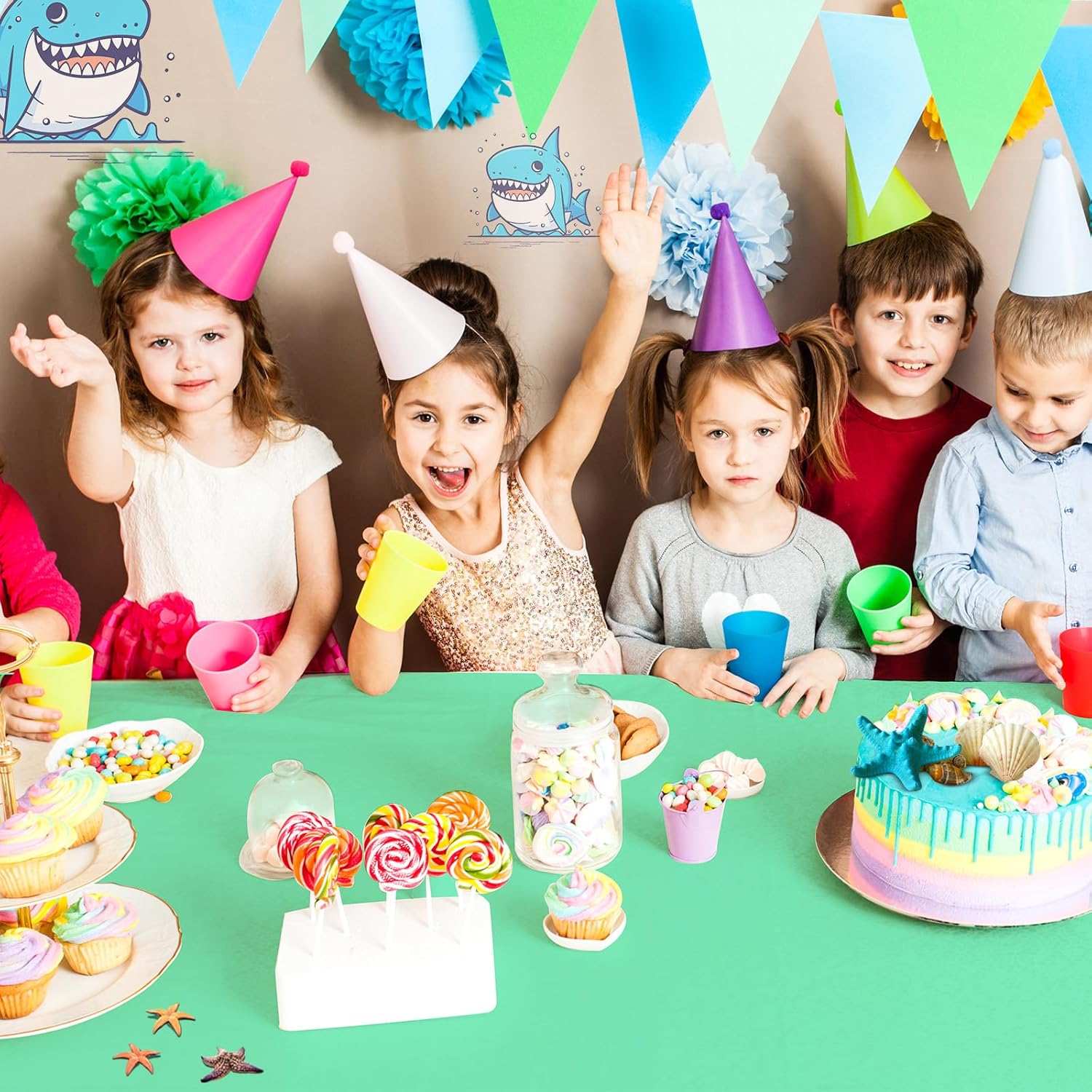 Kinlop 12 Pcs Plastic Sky Blue Tablecloths for Parties