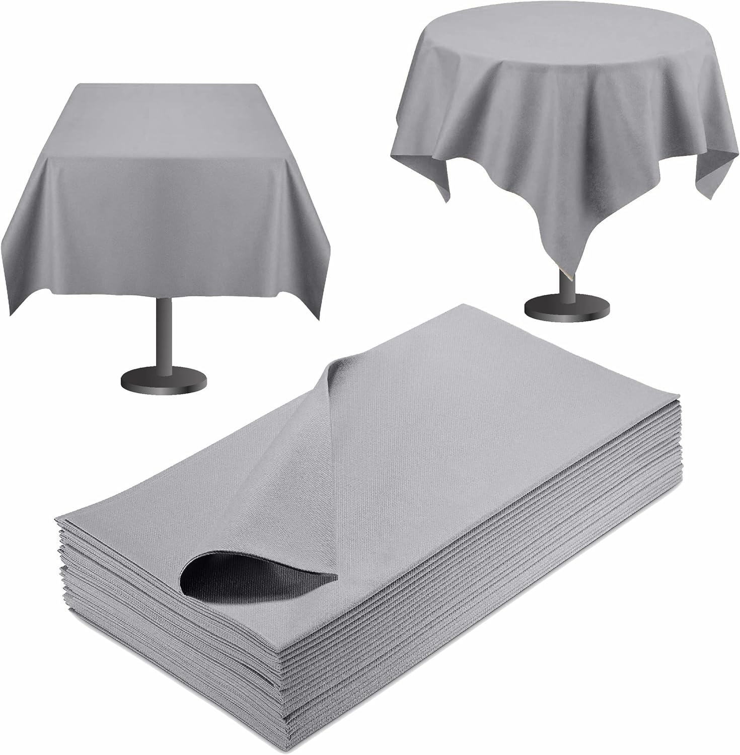 Disposable Tablecloth 55x55 Gray Paper for Square or Round Tables