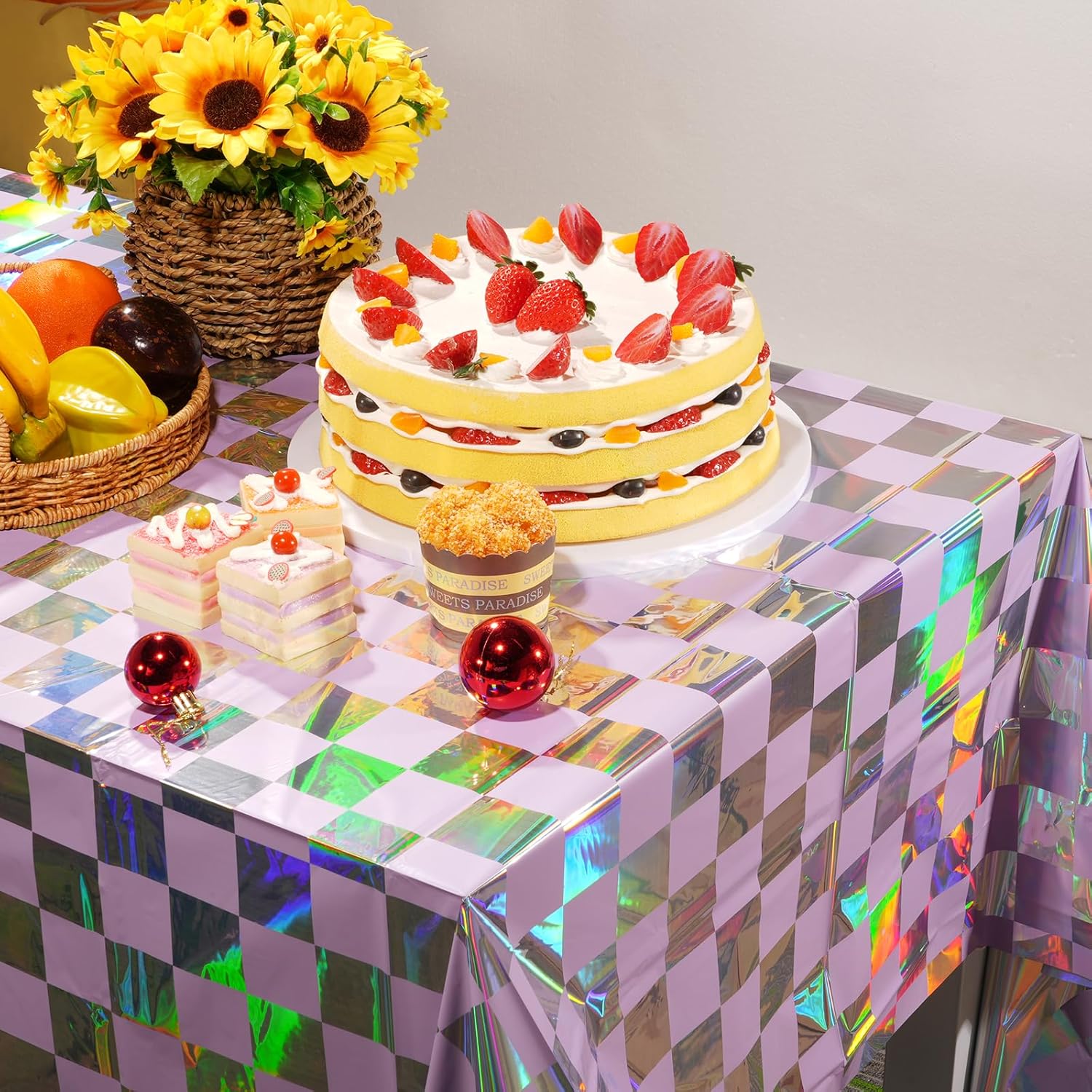 FunnyPars 3 Pack Iridescent Purple Tablecloths