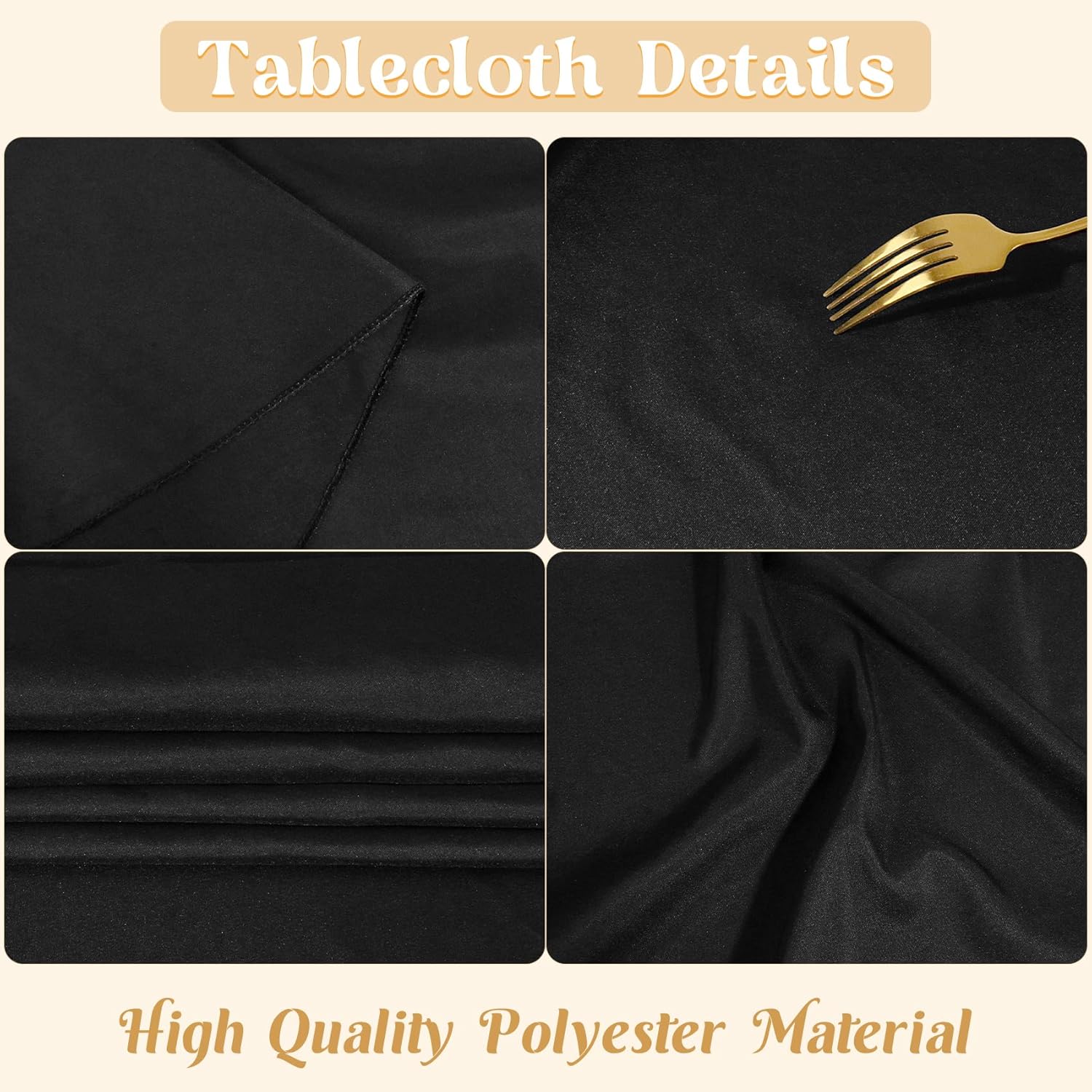 2 Pack Black Rectangle Tablecloths 70x108 Inch Washable Outdoor Use