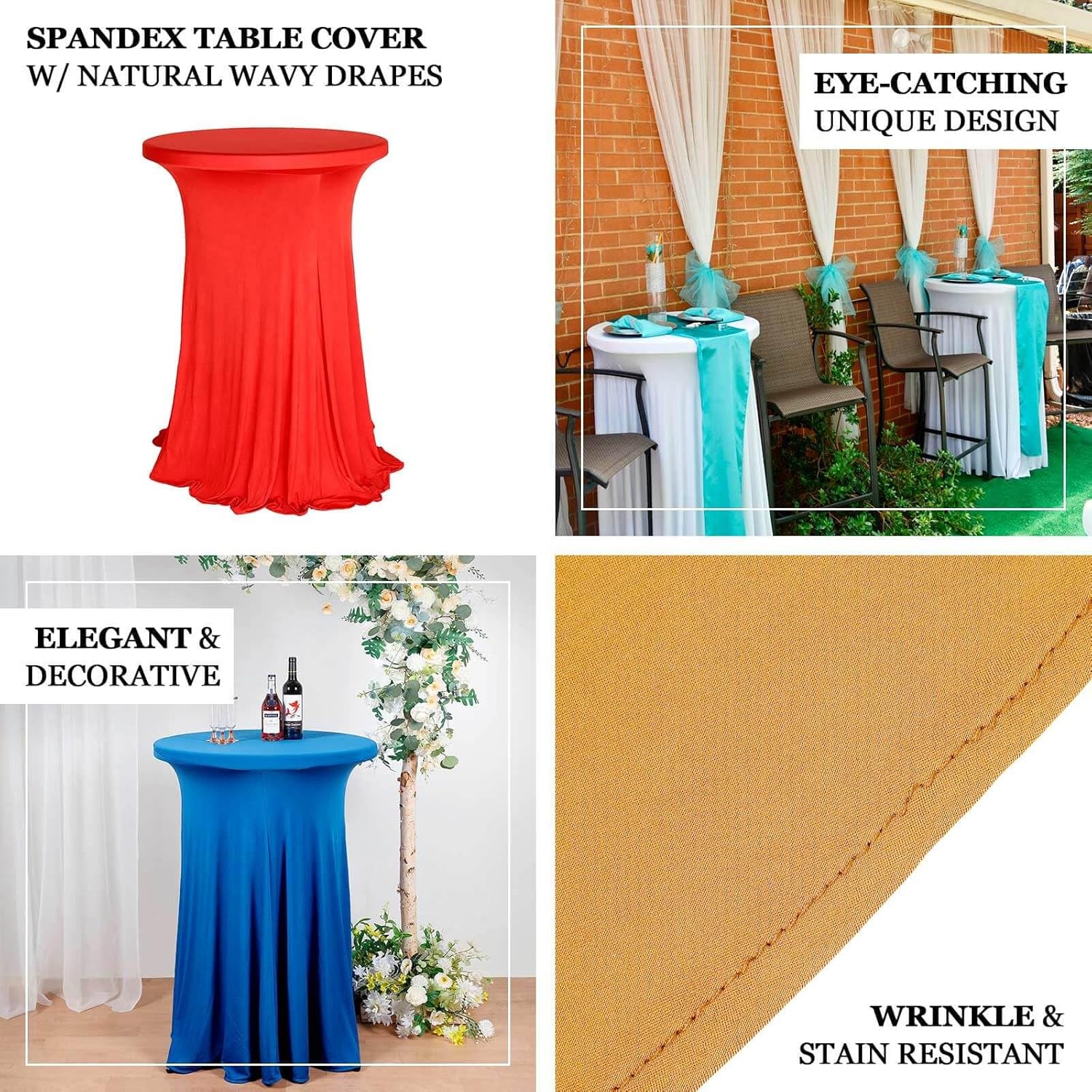 Efavormart Beige Round Spandex Cocktail Table Cover