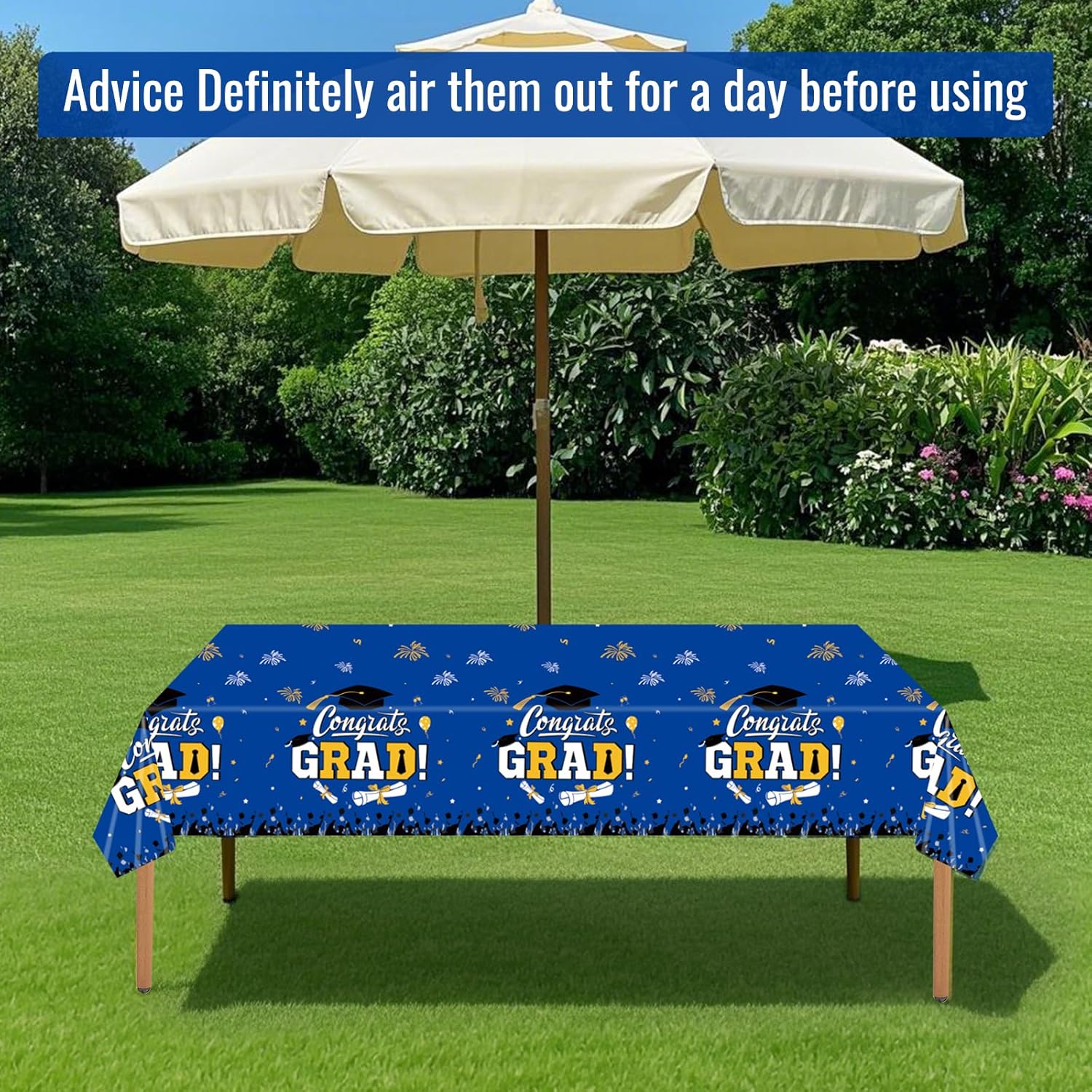 STARSIDE 3 Pack Blue Graduation Tablecloths 54x108