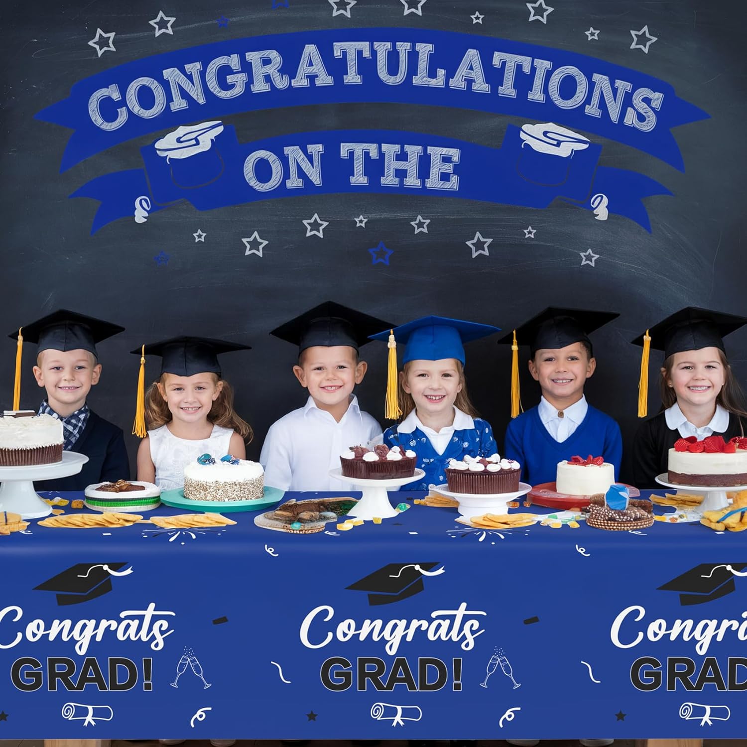 Slergut Graduation Tablecloth Set Blue 2025 3 Pack