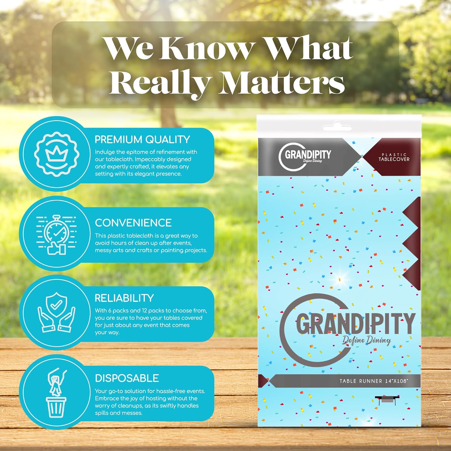 Grandipity 6 Pack Premium Disposable Blue Tablecloth 54x108 Inch Rectangle
