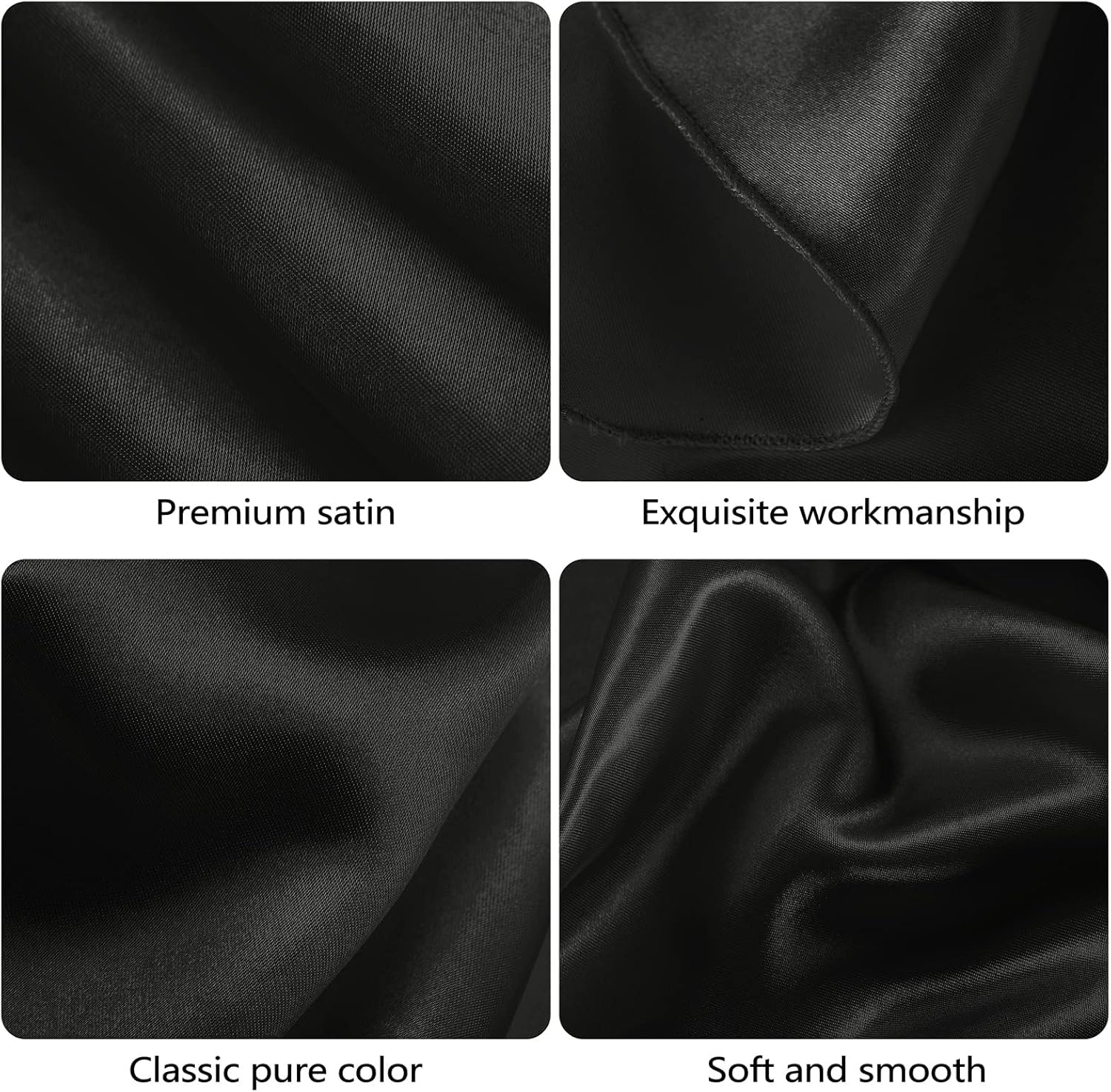 Ruisita 120 Inch Black Round Satin Table Cover
