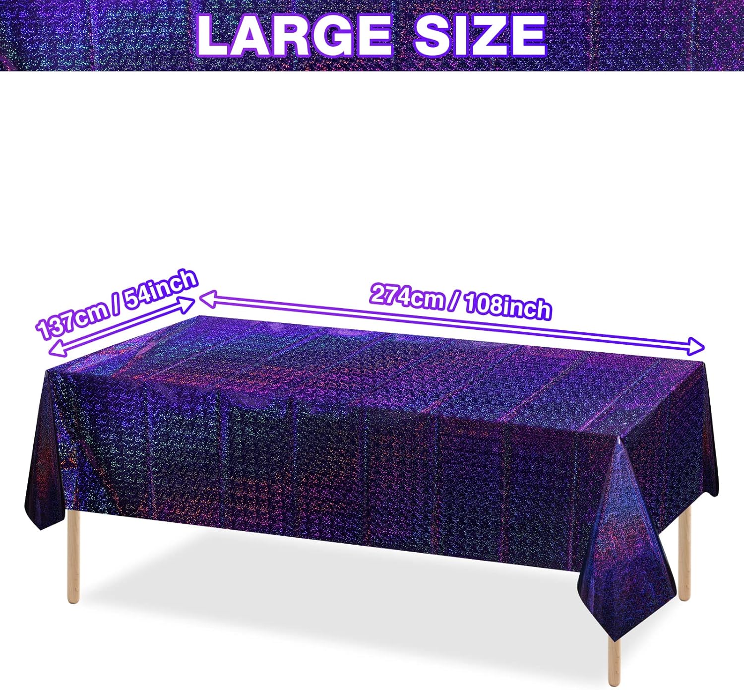 FunnyPars 4 Pack Iridescent Holographic Tablecloths