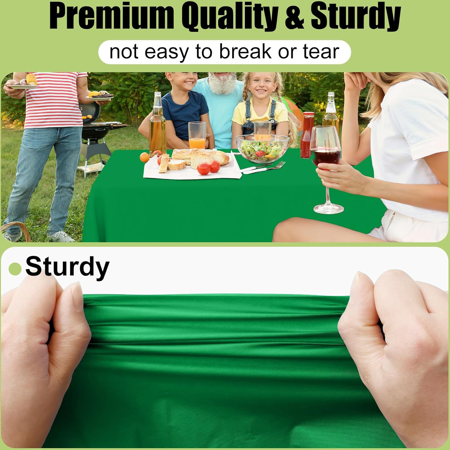 Smiry Disposable Table Cloth 12 Pack Waterproof Rectangle Green
