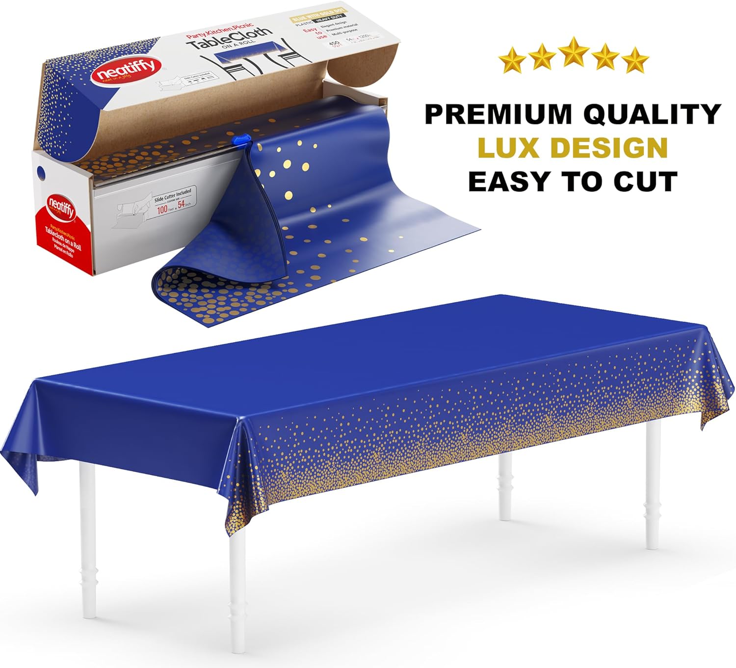 Neatiffy Tablecloth Roll with Slide Cutter Waterproof for All Table Shapes Party and Event Use