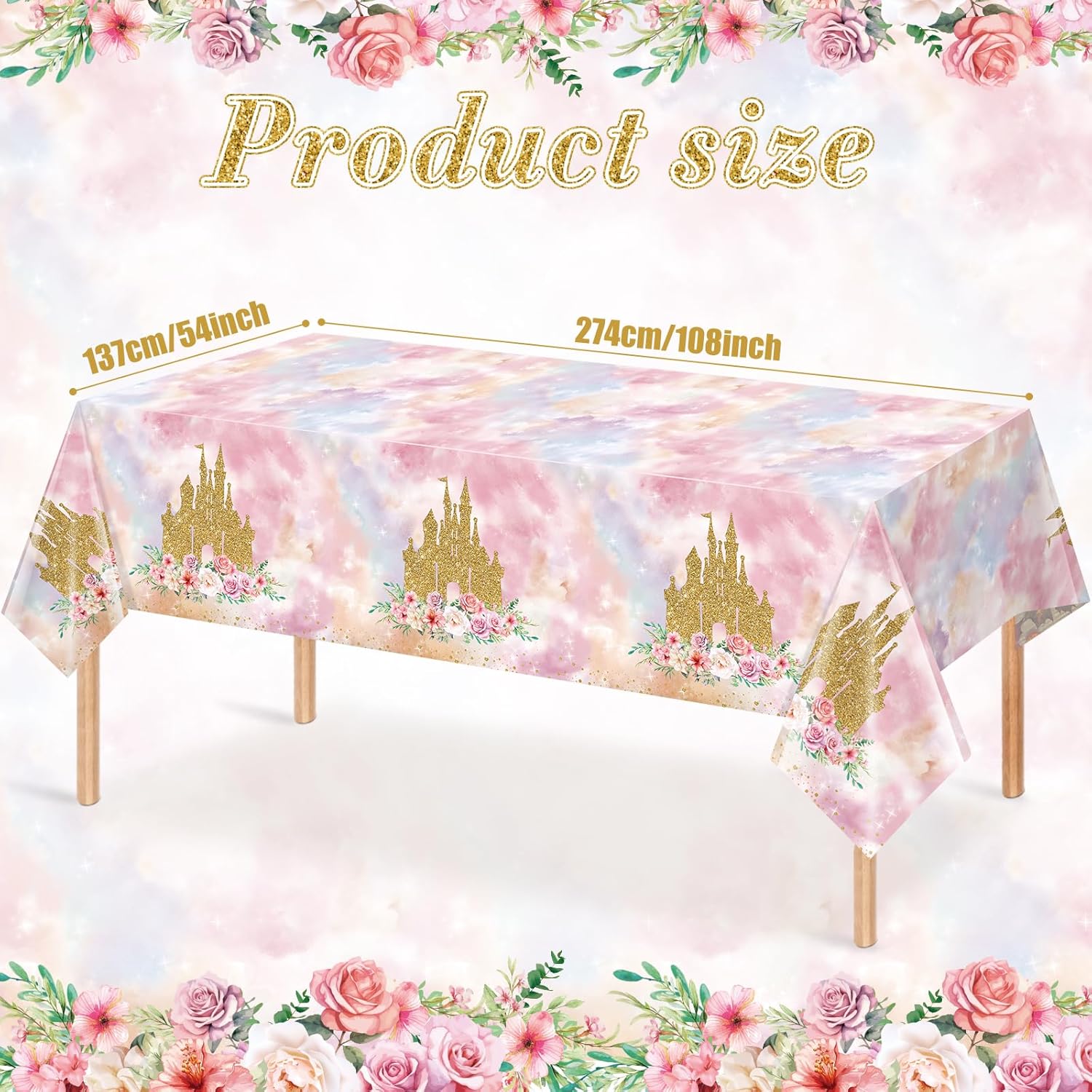 6 Pack Princess Tablecloths for Birthday Decorations