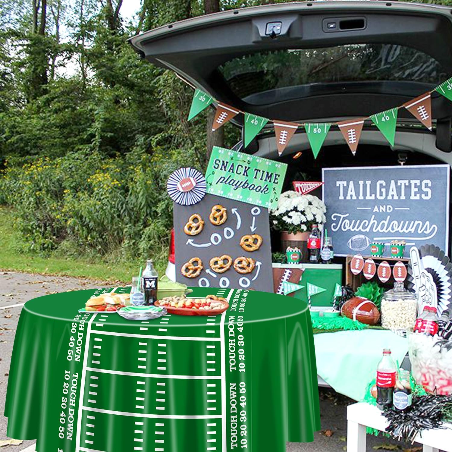 3 Pcs Football Tablecloths for Round Table 84x84 Inch