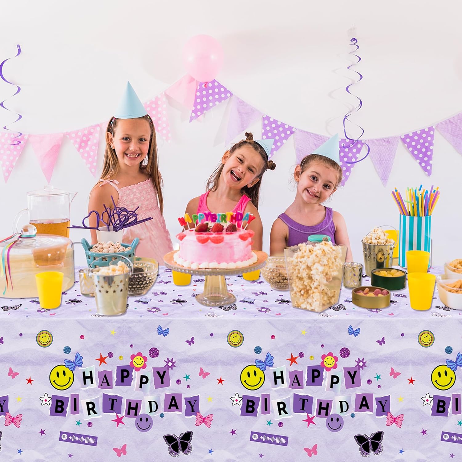Pop Music Themed Tablecloths - 3pcs Waterproof Plastic Covers