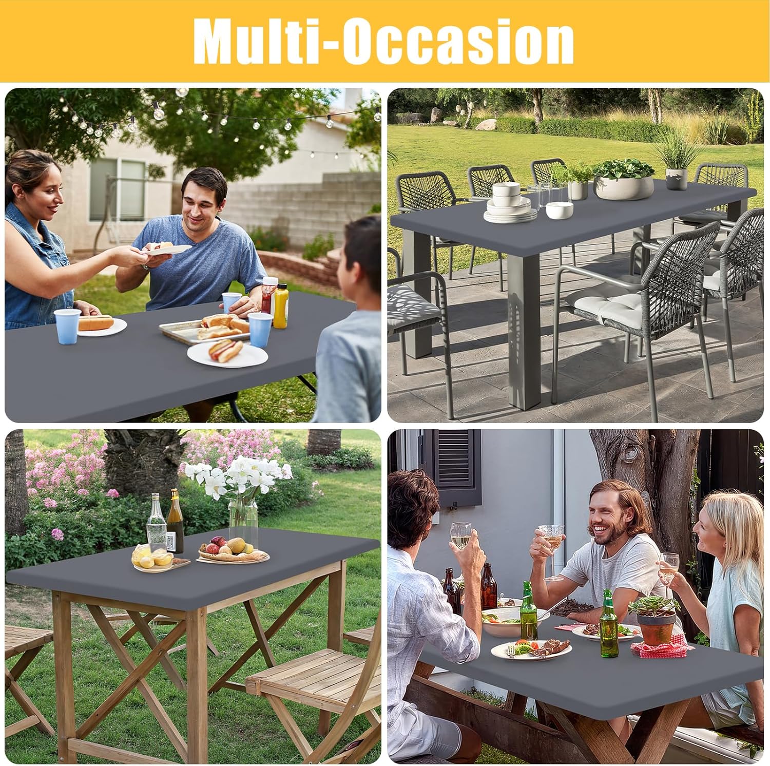 Spotjoy Rectangle Tablecloth Waterproof 30x72 for 6 Foot Folding Tables