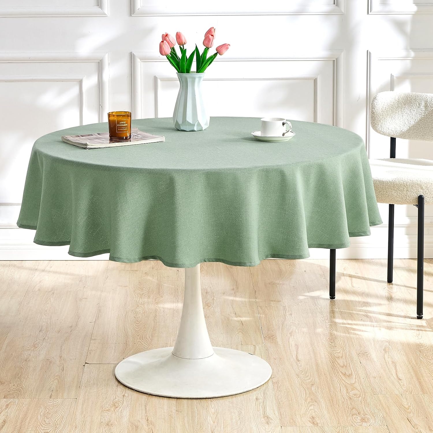 Textured 50 Inch Round Tablecloth - Waterproof Wipeable