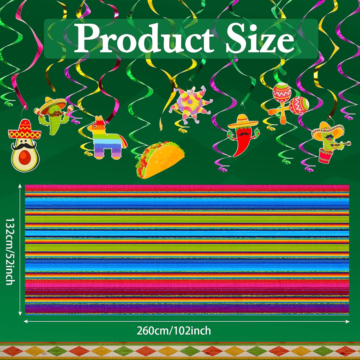 Boao Party Tablecloth with Foil Decorations 52x102 Inches
