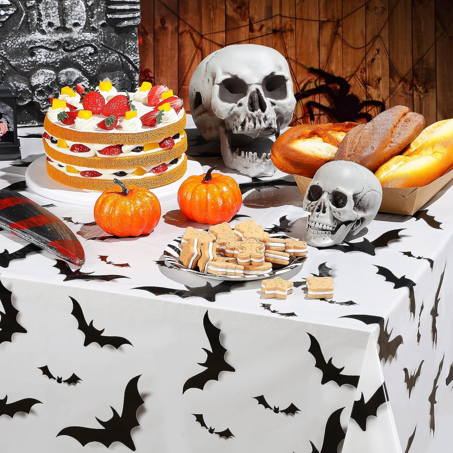 Tiamon 3 Pcs Halloween Bats Tablecloth